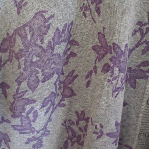NWT! Sonoma Women's Plus Size Cardigan Sweater, Gray and Purple Floral, Size 3X - Picture 3 of 14